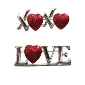 SFJ STEINMETZ & SONS Love & XOXO heart brooch pins